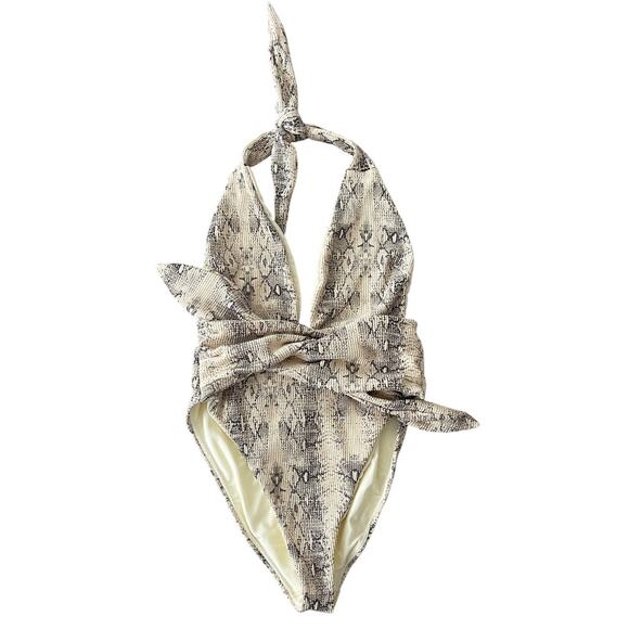 Montce Snake Rib Tropez Tie Up One Piece Size Large - Picture 5 of 7